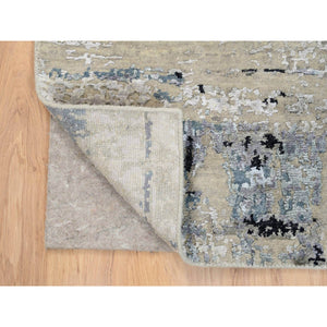 2'x2'10" Gray, Modern Abstract Design Wool and Silk, Hand Knotted Mat Oriental Rug FWR383346