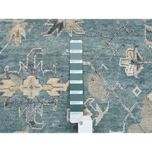 Load image into Gallery viewer, 11&#39;10&quot;x11&#39;10&quot; Navy Blue, Broken Persian Heriz Erased Design Wool and Silk, Hand Knotted, Round Oriental Rug FWR383358