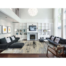 Load image into Gallery viewer, 12&#39;x17&#39;9&quot; Gray, Wool and Silk Hand Knotted, Modern Abstract Design, Oversized Oriental Rug FWR383370
