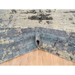 12'x17'9" Gray, Wool and Silk Hand Knotted, Modern Abstract Design, Oversized Oriental Rug FWR383370