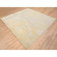 Load image into Gallery viewer, 8&#39;x8&#39; Gold, Hand Knotted Abstract Design, Wool and Silk Hi-Low Pile, Square Oriental Rug FWR383394