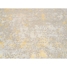 Load image into Gallery viewer, 8&#39;x8&#39; Gold, Hand Knotted Abstract Design, Wool and Silk Hi-Low Pile, Square Oriental Rug FWR383394