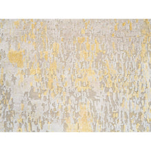 Load image into Gallery viewer, 2&#39;7&quot;x11&#39;10&quot; Gold, Hand Knotted Abstract Design, Wool and Silk Hi-Low Pile, Runner Oriental Rug FWR383466