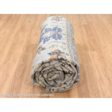 Load image into Gallery viewer, 14&#39;x18&#39; Light Gray, Denser Weave Oushak with Floral Motifs, Soft Wool Hand Knotted, Oversized Oriental Rug FWR383562