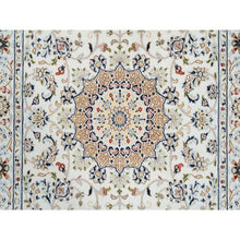Load image into Gallery viewer, 4&#39;2&quot;x10&#39;1&quot; Ivory, Nain with Center Medallion Flower Design, 250 KPSI Wool Hand Knotted, Wide Runner Oriental Rug FWR383784
