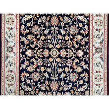 Load image into Gallery viewer, 2&#39;8&quot;x10&#39; Midnight Blue, 250 KPSI Wool Hand Knotted, Nain All Over Flower Design, Runner Oriental Rug FWR383916