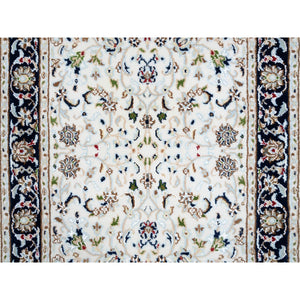 2'8"x8'3" Ivory, Nain All Over Flower Design 250 KPSI Wool Hand Knotted, Runner Oriental Rug FWR383934