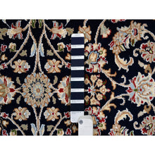 Load image into Gallery viewer, 5&#39;x5&#39; Midnight Blue, Hand Knotted Nain All Over Flower Design, 250 KPSI Wool, Square Oriental Rug FWR384258