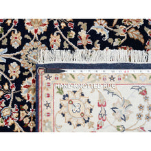 Load image into Gallery viewer, 5&#39;x5&#39; Midnight Blue, Hand Knotted Nain All Over Flower Design, 250 KPSI Wool, Square Oriental Rug FWR384258