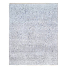 Load image into Gallery viewer, 7&#39;10&quot;x10&#39; Ivory, Damask Design Tone on Tone, Wool and Plant Based Silk Hand Knotted, Oriental Rug FWR384342