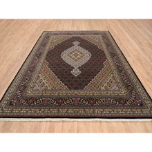 Load image into Gallery viewer, 7&#39;9&quot;x10&#39; Rich Black, Tabriz Mahi with Fish Medallion Design, 175 KPSI Wool Hand Knotted, Oriental Rug FWR384372