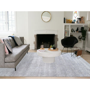 10'x13'10" Ivory, Hand Knotted Damask Design, Tone on Tone Wool and Plant Based Silk, Oriental Rug FWR384510