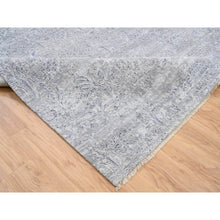 Load image into Gallery viewer, 10&#39;x13&#39;10&quot; Ivory, Hand Knotted Damask Design, Tone on Tone Wool and Plant Based Silk, Oriental Rug FWR384510