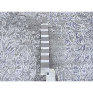 10'x13'10" Ivory, Hand Knotted Damask Design, Tone on Tone Wool and Plant Based Silk, Oriental Rug FWR384510