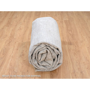 10'x13'10" Ivory, Hand Knotted Damask Design, Tone on Tone Wool and Plant Based Silk, Oriental Rug FWR384510