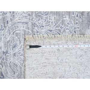 10'x13'10" Ivory, Hand Knotted Damask Design, Tone on Tone Wool and Plant Based Silk, Oriental Rug FWR384510