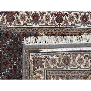 2'6"x26'1" Light Gray Hand Knotted Tabriz Mahi with Fish Medallion Design, Pure Wool XL Runner Oriental Rug FWR384540