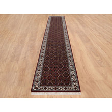 Load image into Gallery viewer, 2&#39;1&quot;x13&#39;10&quot; Rich Red Herati With All Over Design Wool and Silk 175 KPSI Hand Knotted Oriental Runner Rug FWR384660