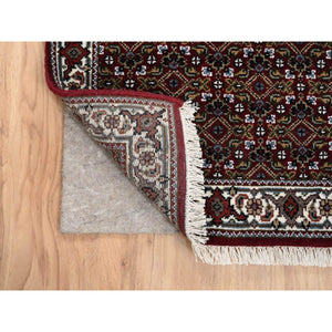 2'1"x13'10" Rich Red Herati With All Over Design Wool and Silk 175 KPSI Hand Knotted Oriental Runner Rug FWR384660