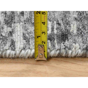 2'7"x16' Light Gray Hand Spun Undyed Natural Wool Modern Hand Knotted Oriental Runner Rug FWR384822