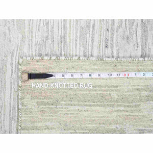 2'6"x9'9" Gray Modern Hand Knotted Hand Spun Undyed Natural Wool Runner Oriental Rug FWR384840
