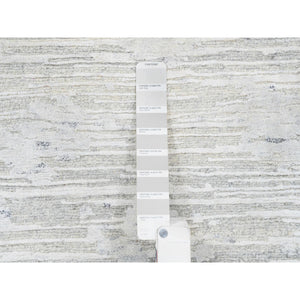 2'7"x8'2" Light Gray Hand Spun Undyed Natural Wool Hand Knotted Modern Runner Oriental Rug FWR384882