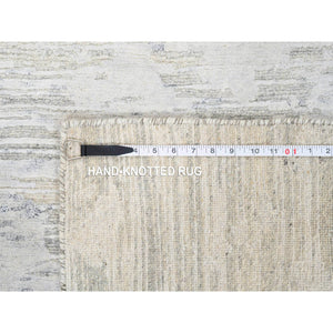 2'7"x8'2" Light Gray Hand Spun Undyed Natural Wool Hand Knotted Modern Runner Oriental Rug FWR384882