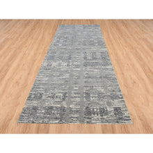 Load image into Gallery viewer, 4&#39;1&quot;x12&#39; Light Gray Hand Spun Undyed Natural Wool Modern Hand Knotted Wide Runner Oriental Rug FWR384936