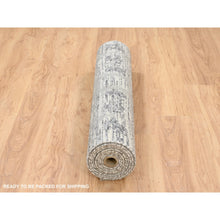 Load image into Gallery viewer, 4&#39;1&quot;x12&#39; Light Gray Hand Spun Undyed Natural Wool Modern Hand Knotted Wide Runner Oriental Rug FWR384936