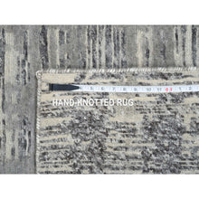 Load image into Gallery viewer, 4&#39;1&quot;x12&#39; Light Gray Hand Spun Undyed Natural Wool Modern Hand Knotted Wide Runner Oriental Rug FWR384936
