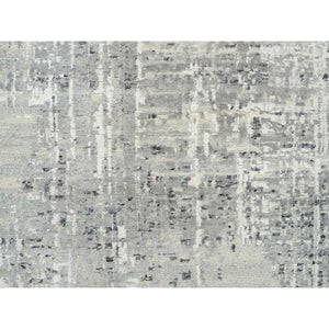 14'1"x18'4" Gray Hand Spun Undyed Natural Wool Modern Hand Knotted Oversized Oriental Rug FWR385020