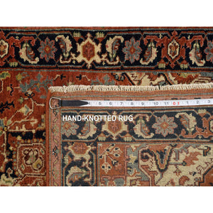 2'7"x16'3" Terracotta Red, Antiqued Fine Heriz Re-Creation Densely Woven, Natural Dyes Soft Wool Hand Knotted, XL Runner Oriental Rug FWR385188