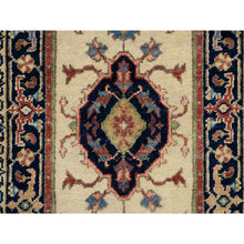 Load image into Gallery viewer, 2&#39;5&quot;x19&#39;9&quot; Ivory, Hand Knotted Heriz Revival with Medallions Design Pliable Wool, XL Runner Oriental Rug FWR385212