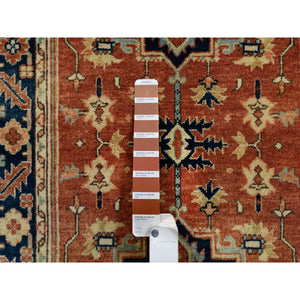 2'6"x12'2" Terracotta Red, Antiqued Fine Heriz Re-Creation Densely Woven, Natural Dyes Hand Spun Wool Hand Knotted, Runner Oriental Rug FWR385230