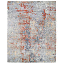 Load image into Gallery viewer, 12&#39;x15&#39;3&quot; Gray, DenselyÊWoven Wool and Silk Hand Knotted, Modern Abstract Design Thick and Plush, Oversized Oriental Rug FWR385344