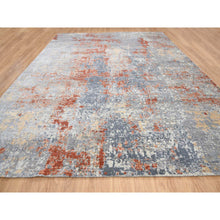Load image into Gallery viewer, 12&#39;x15&#39;3&quot; Gray, DenselyÊWoven Wool and Silk Hand Knotted, Modern Abstract Design Thick and Plush, Oversized Oriental Rug FWR385344