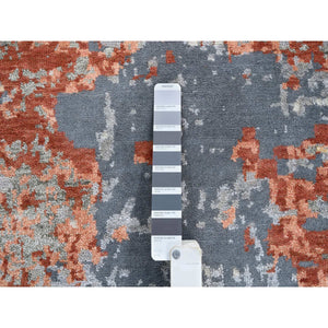 12'x15'3" Gray, DenselyÊWoven Wool and Silk Hand Knotted, Modern Abstract Design Thick and Plush, Oversized Oriental Rug FWR385344
