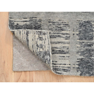 2'1"x3'1" Light Gray Hand Knotted Modern Hand Spun Undyed Natural Wool Mat Oriental Rug FWR385422