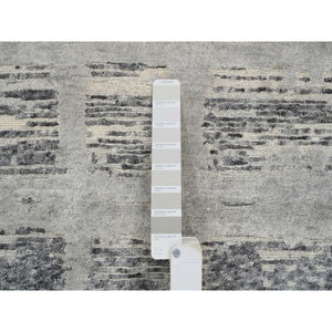 2'1"x3'1" Light Gray Hand Knotted Modern Hand Spun Undyed Natural Wool Mat Oriental Rug FWR385422