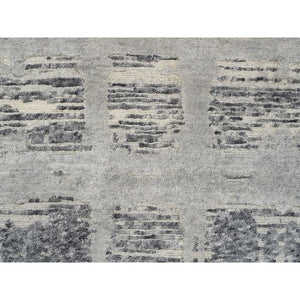 2'1"x3'1" Light Gray Hand Knotted Modern Hand Spun Undyed Natural Wool Mat Oriental Rug FWR385422