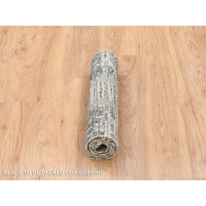 2'1"x3'1" Light Gray Hand Knotted Modern Hand Spun Undyed Natural Wool Mat Oriental Rug FWR385422
