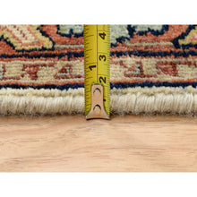 Load image into Gallery viewer, 2&#39;7&quot;x10&#39;1&quot; Ivory, Natural Dyes Soft Wool Hand Knotted, Antiqued Fine Heriz Re-Creation Dense Weave, Runner Oriental Rug FWR385488
