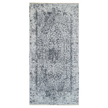 Load image into Gallery viewer, 6&#39;x12&#39;1&quot; Gray Broken Persian Design Wool and Pure Silk Hand Knotted Gallery Size Runner Oriental Rug FWR385818