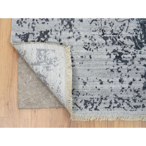 6'x12'1" Gray Broken Persian Design Wool and Pure Silk Hand Knotted Gallery Size Runner Oriental Rug FWR385818