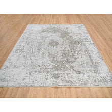 Load image into Gallery viewer, 8&#39;3&quot;x8&#39;3&quot; Gray, Broken Persian Design, Hand Knotted Wool and Pure Silk, Square Oriental Rug FWR385926