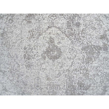 Load image into Gallery viewer, 6&#39;7&quot;x6&#39;7&quot; Gray, Hand Knotted Broken Persian Design, Wool and Pure Silk, Round Oriental Rug FWR385932