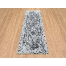 Load image into Gallery viewer, 2&#39;7&quot;x8&#39;2&quot; Gray Hand Knotted Broken Persian Design Wool and Pure Silk Runner Oriental Rug FWR385944