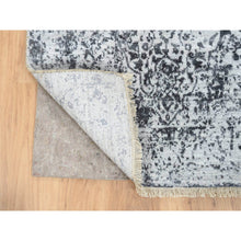 Load image into Gallery viewer, 2&#39;7&quot;x8&#39;2&quot; Gray Hand Knotted Broken Persian Design Wool and Pure Silk Runner Oriental Rug FWR385944