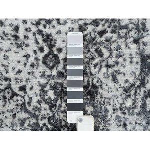 2'7"x8'2" Gray Hand Knotted Broken Persian Design Wool and Pure Silk Runner Oriental Rug FWR385944