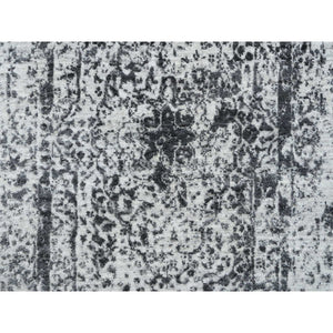 2'7"x8'2" Gray Hand Knotted Broken Persian Design Wool and Pure Silk Runner Oriental Rug FWR385944